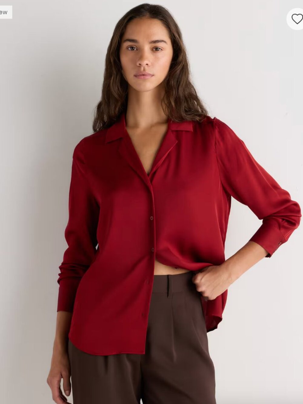 NWT Quince Washable Stretch Silk Notch Collar Blouse Clay Red XL